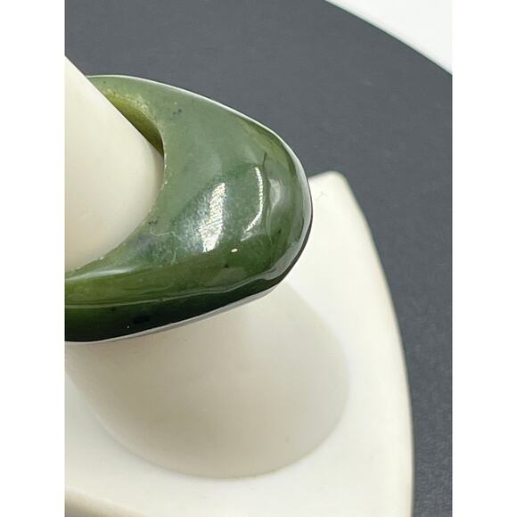 Stunning Natural Green Stone
Dome Ring with Dramatic Black Inclusions Sz 6.5 - Picture 2 of 14